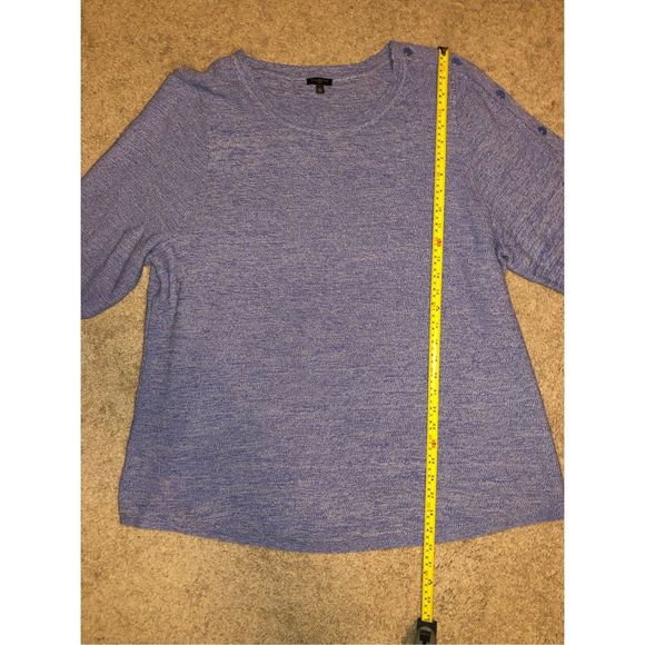 Talbots BUTTON-SLEEVE SWEATER - MARLED Blue 3/4 Sleeve Top, Size 2XL, MSRP $80 - Picture 11 of 11
